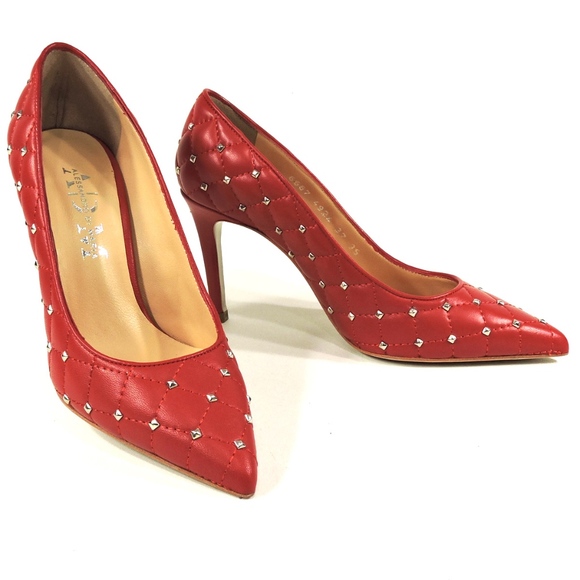 RED LEATHER FASHION PAMPS - Picture 1 of 8